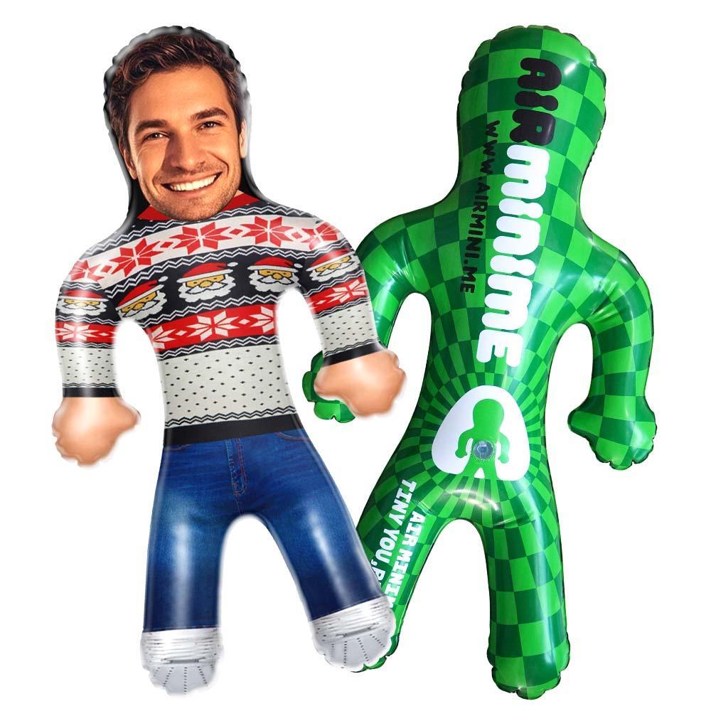 Personalized Face Air Minime Doll Custom Blow Up Doll Inflatable Christmas Doll - Christmas Sweater - FaceBoxerUK