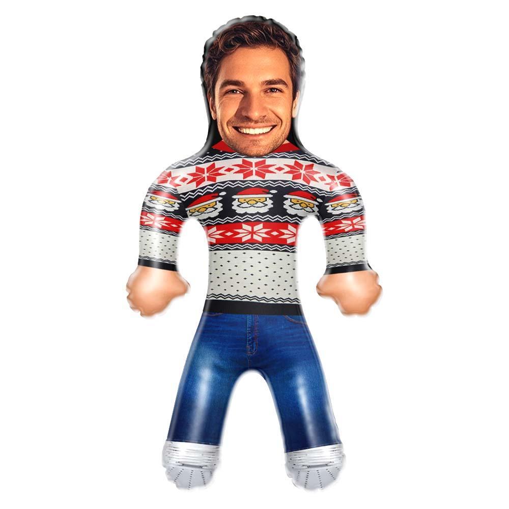 Personalized Face Air Minime Doll Custom Blow Up Doll Inflatable Christmas Doll - Christmas Sweater - FaceBoxerUK