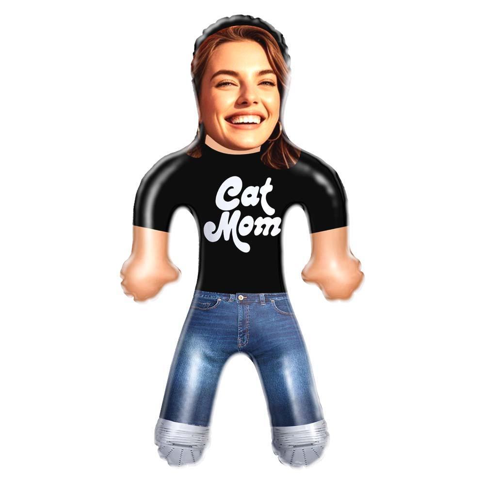 "Cat Mom" Funny Custom Face Doll – Inflatable Mother’s Day Gift Idea - FaceBoxerUK