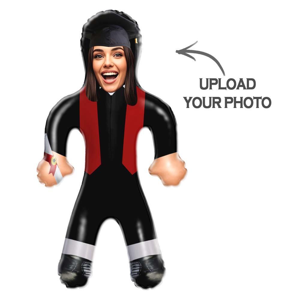 Custom Graduation Inflatable Doll – Red Stole with Face Photo - FaceBoxerUK