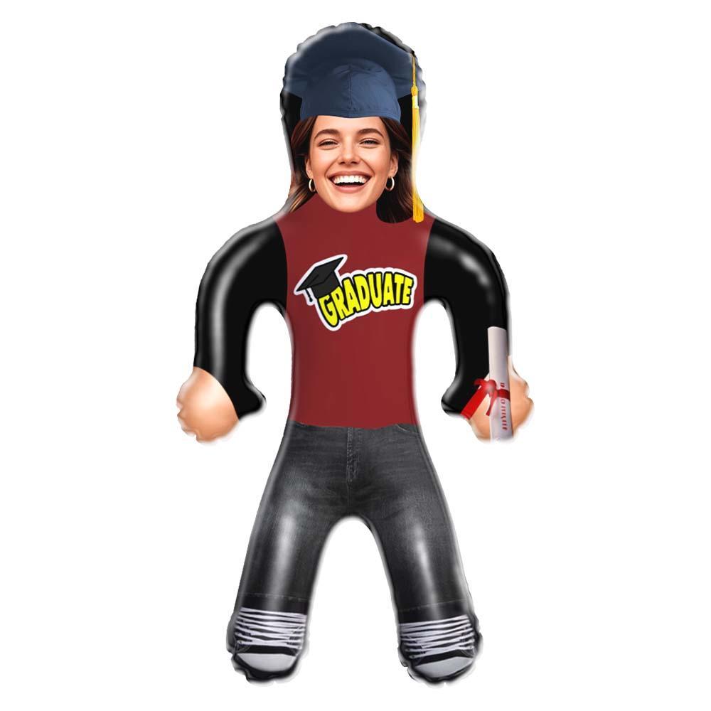 Funny Graduate Face Blow Up Doll Maroon Tee Style Custom Air Minime Dolls - FaceBoxerUK