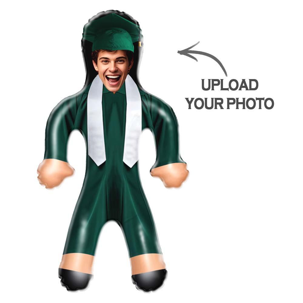 Custom Air Minime Dolls Green Cap & Gown Graduation Doll Personalized Face Inflatable - FaceBoxerUK