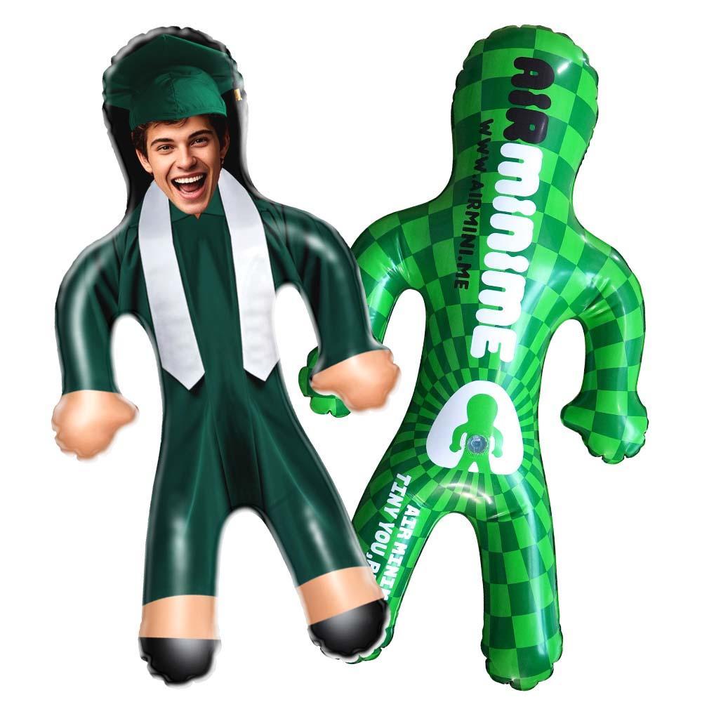Custom Air Minime Dolls Green Cap & Gown Graduation Doll Personalized Face Inflatable - FaceBoxerUK