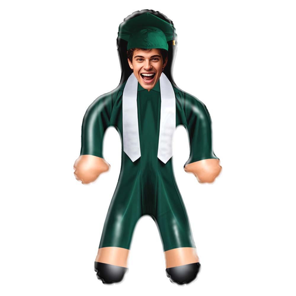 Custom Air Minime Dolls Green Cap & Gown Graduation Doll Personalized Face Inflatable - FaceBoxerUK