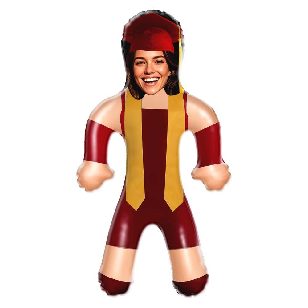 Custom Face Maroon & Gold Graduation Air Minime Doll Custom Inflatable Face Gift Funny Blow Up Doll - FaceBoxerUK