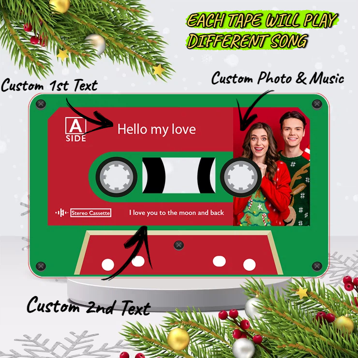 Music MixTape Fridge Magnet Cassette-Shaped with Preview Before Buy| Auto-Play 1-9 Song Acrylic Decor MixTape No Phone Needed Gift for Couples - FaceBoxerUK