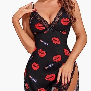 Women’s Lace Trim Modal Nightgown with Side Slit – Sexy Cami Sleep Dress, Cozy Nightwear – Ideal Valentine’s Day Gift