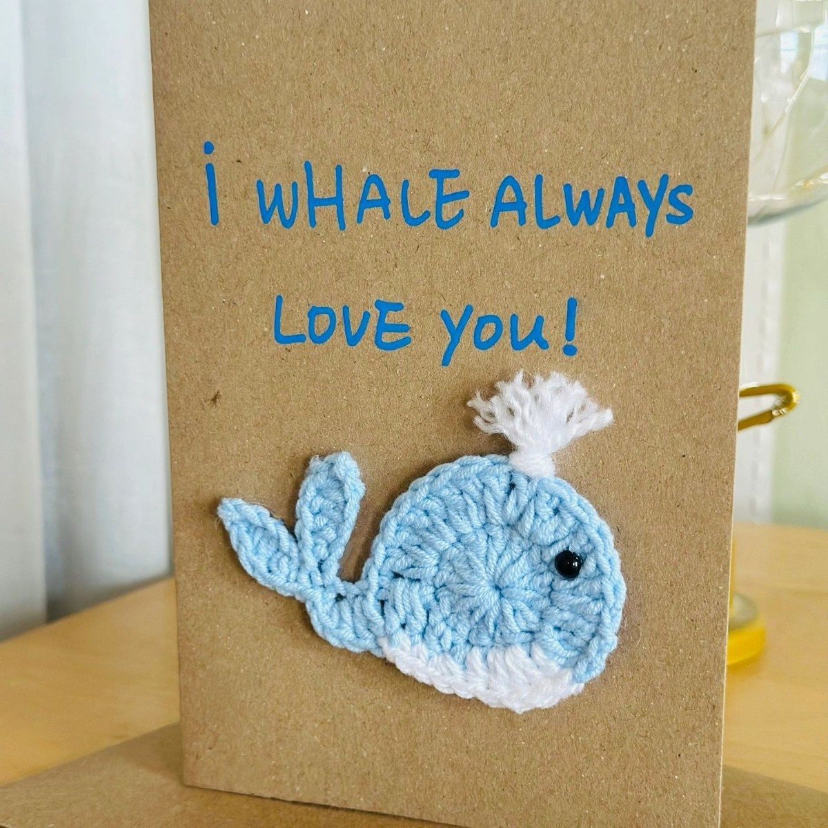 I Whale Always Love You Handmade Crochet Greeting Card 3D Knitted Card - FaceBoxerUK