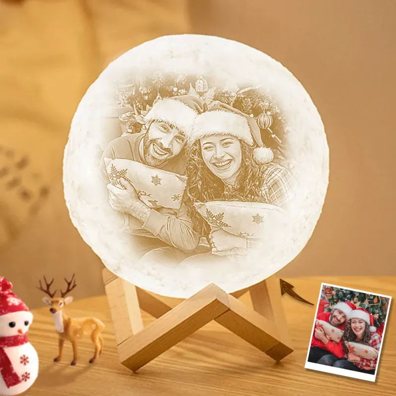 Moon Light Lamp 3D Printing Photo&Engraved Words Touch 3 Colors Gifts