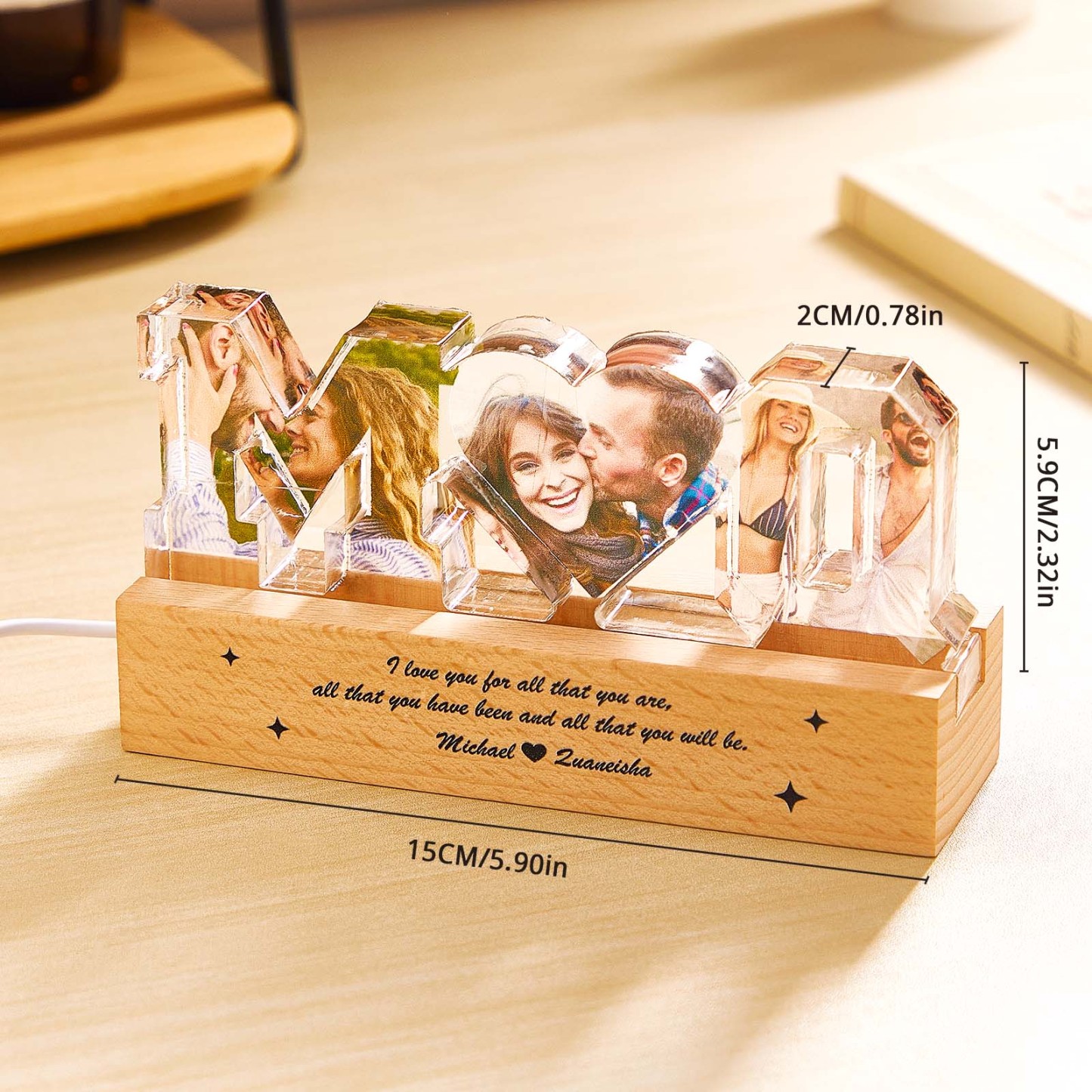 Personalized Couple Photos Collage Night Light Gift for Lover - FaceBoxerUK
