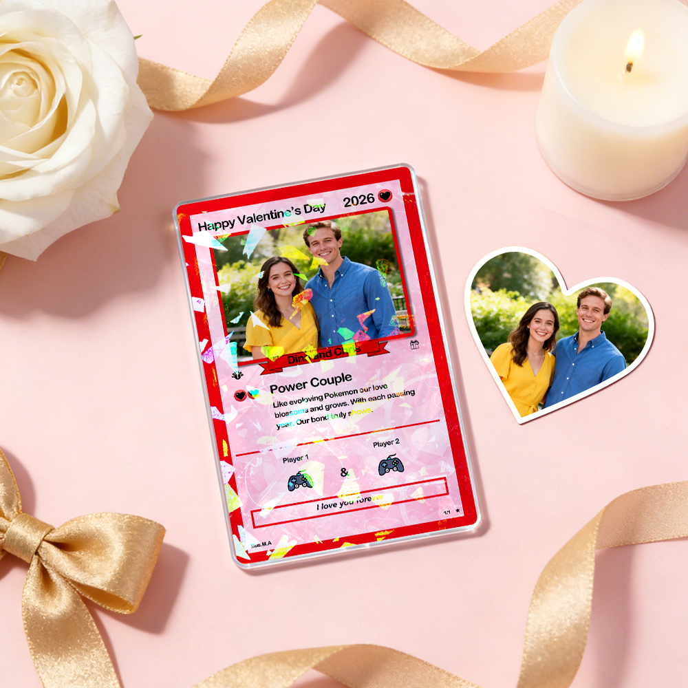 Personalized Valentine’s Day Power Couple Card, Custom Anniversary Card Couple Photo Anime Style, Best Valentine's Day Gift for Lover - FaceBoxerUK