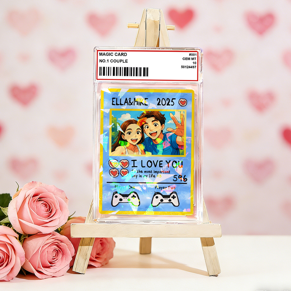 Personalized Valentine’s Day Power Couple Card, Custom Anniversary Card Couple Photo Anime Style, Best Valentine's Day Gift for Lover - FaceBoxerUK