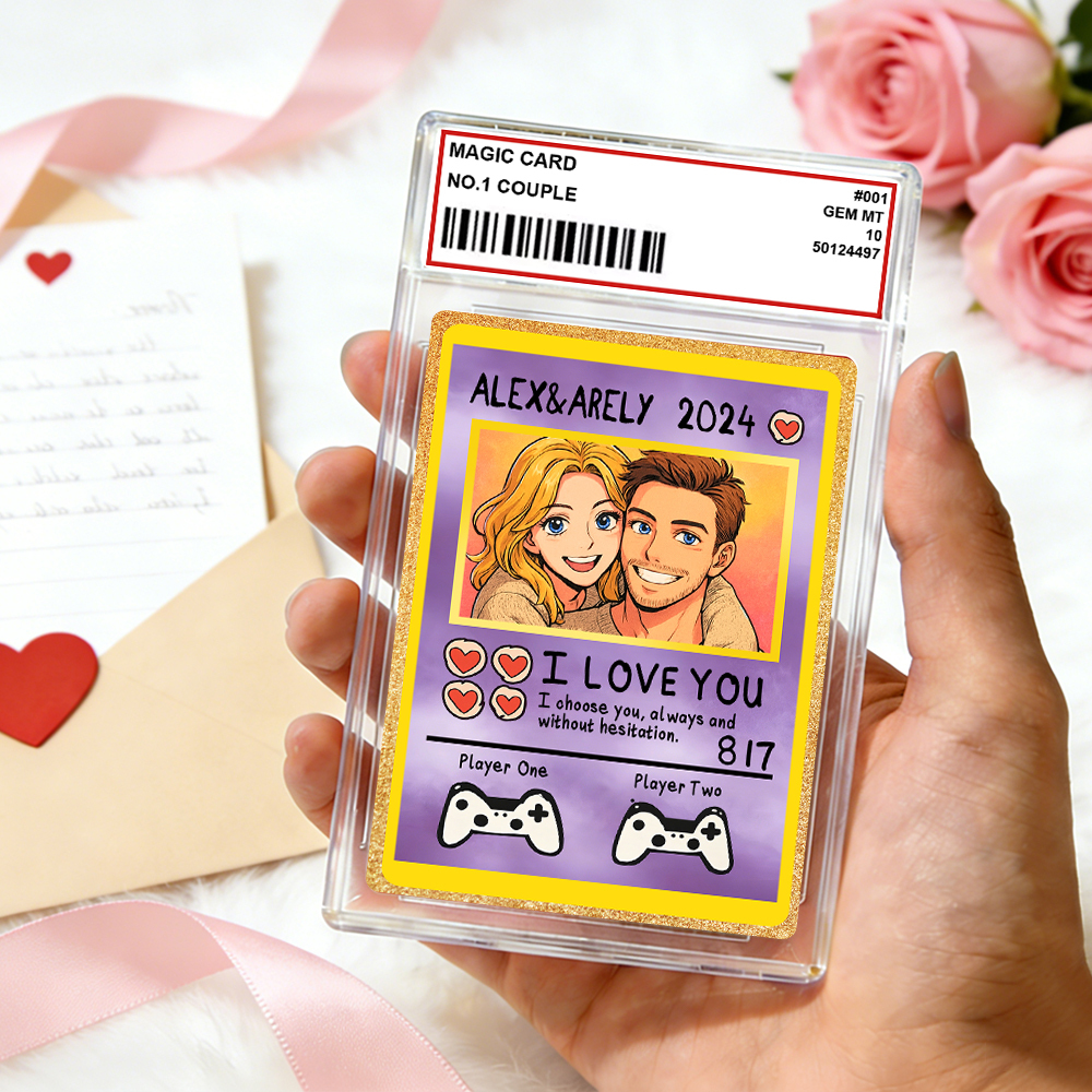 Personalized Valentine’s Day Power Couple Card, Custom Anniversary Card Couple Photo Anime Style, Best Valentine's Day Gift for Lover - FaceBoxerUK