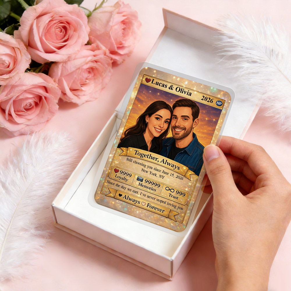 Personalized Valentine’s Day Power Couple Card, Custom Anniversary Card Couple Photo Anime Style, Best Valentine's Day Gift for Lover - FaceBoxerUK