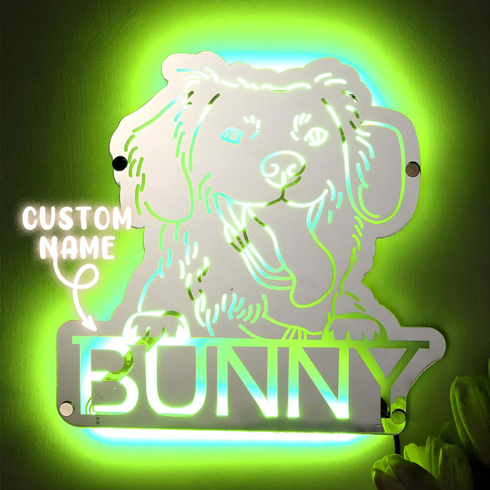 Personalized Pet Photo Name Mirror Light Custom Pet Portrait Mirror Lamp Gift for Pet Lovers - FaceBoxerUK