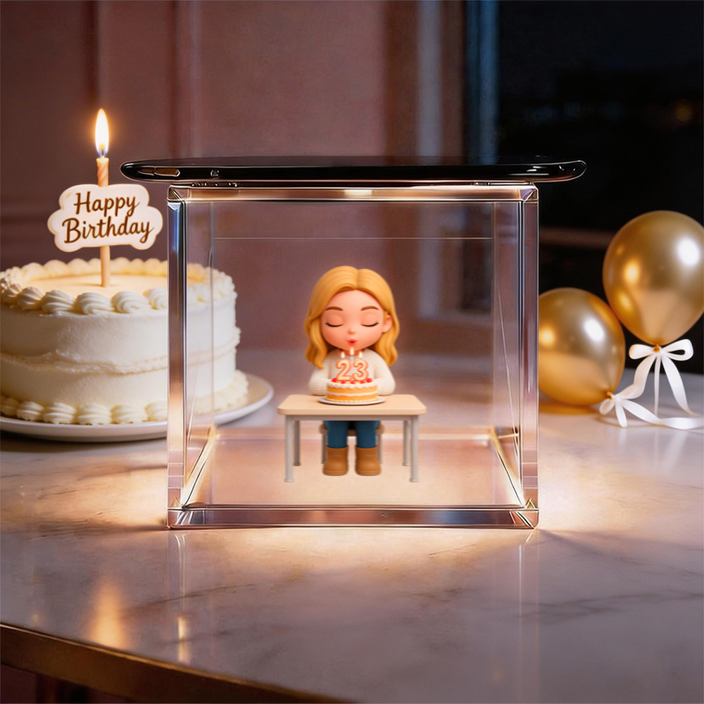 3D Cartoon Birthday Lumina Boxes Hologram Video | High-Transmittance Hologram Material Image Birthday Day Gift - FaceBoxerUK
