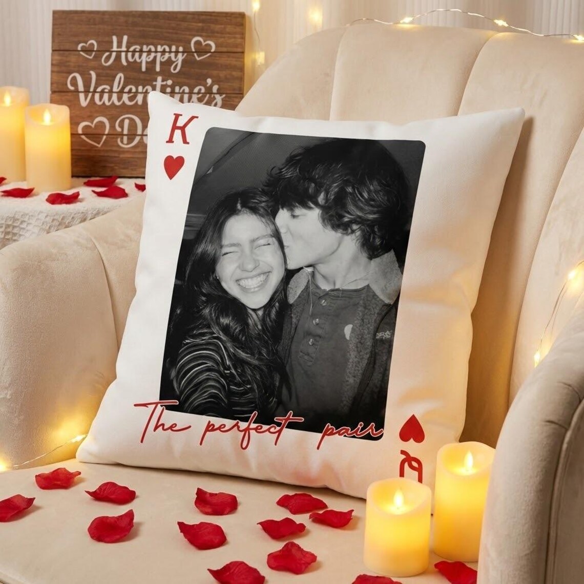 Personalized Playing Card Photo Pillow: Romantic Valentine’s Day Gift - FaceBoxerUK
