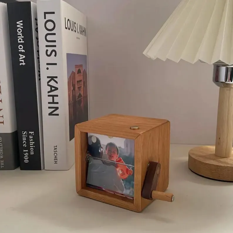 Custom Hand-Crank Flipbook Box Animation Machine Mechanical Hand-cranked Photo Album with Light Photo Cube Frame Creative Gift - FaceBoxerUK