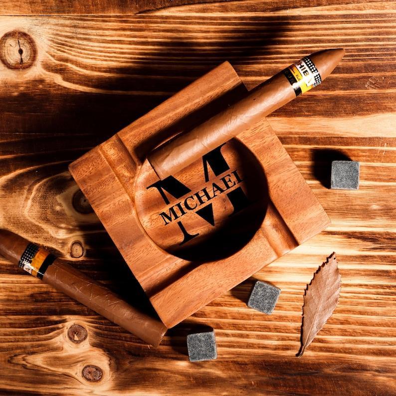 Personalised Cigar Ashtray, Cigar Holder, Unique Ashtray, Name Ashtray, Cigar Accessory, Husband & Fathers Gift, Groomsman Gift - FaceBoxerUK