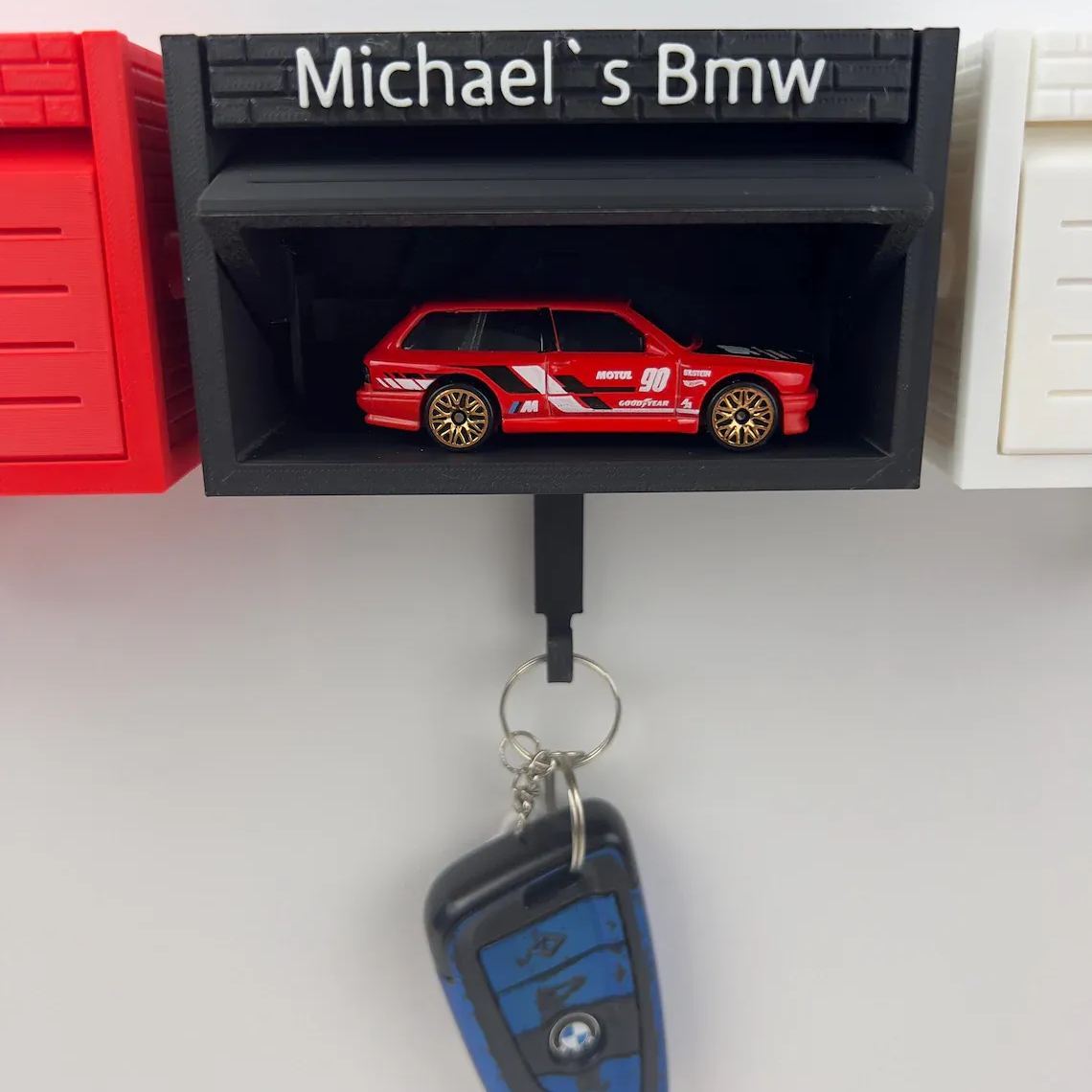Mini Garage Key Holder for 1:64 Scale Cars Wall Mount Display Gift for Car Lovers Father`s Day Gift