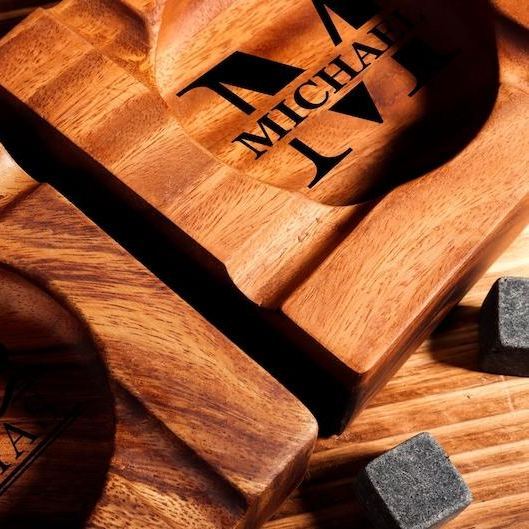 Personalised Cigar Ashtray, Cigar Holder, Unique Ashtray, Name Ashtray, Cigar Accessory, Husband & Fathers Gift, Groomsman Gift - FaceBoxerUK