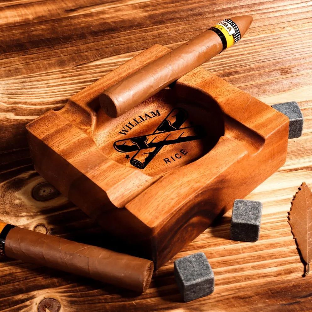 Personalised Cigar Ashtray, Cigar Holder, Unique Ashtray, Name Ashtray, Cigar Accessory, Husband & Fathers Gift, Groomsman Gift - FaceBoxerUK