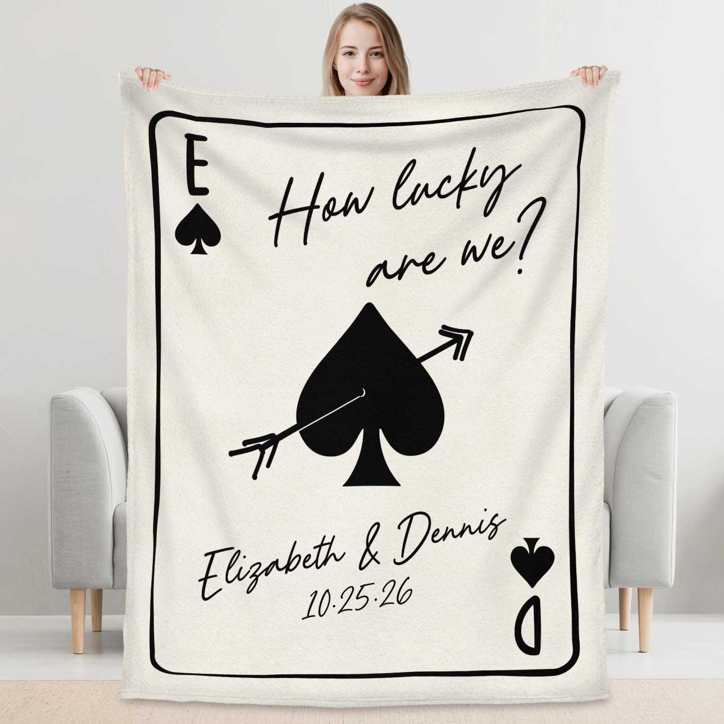 Personalized Playing Cards Fleece Blanket: Custom Photo Red Rose Valentine's Day Anniversary Gift - FaceBoxerUK
