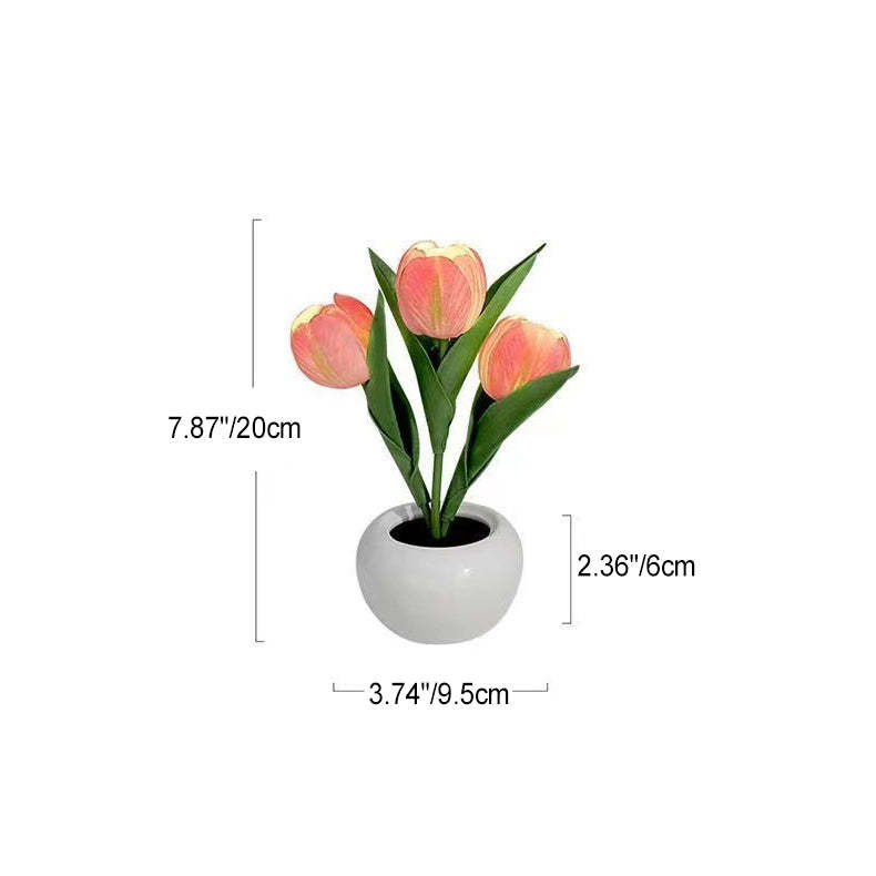 Contemporary Creative Tulip Flower Ceramic PU USB LED Table Lamp For Bedroom - FaceBoxerUK