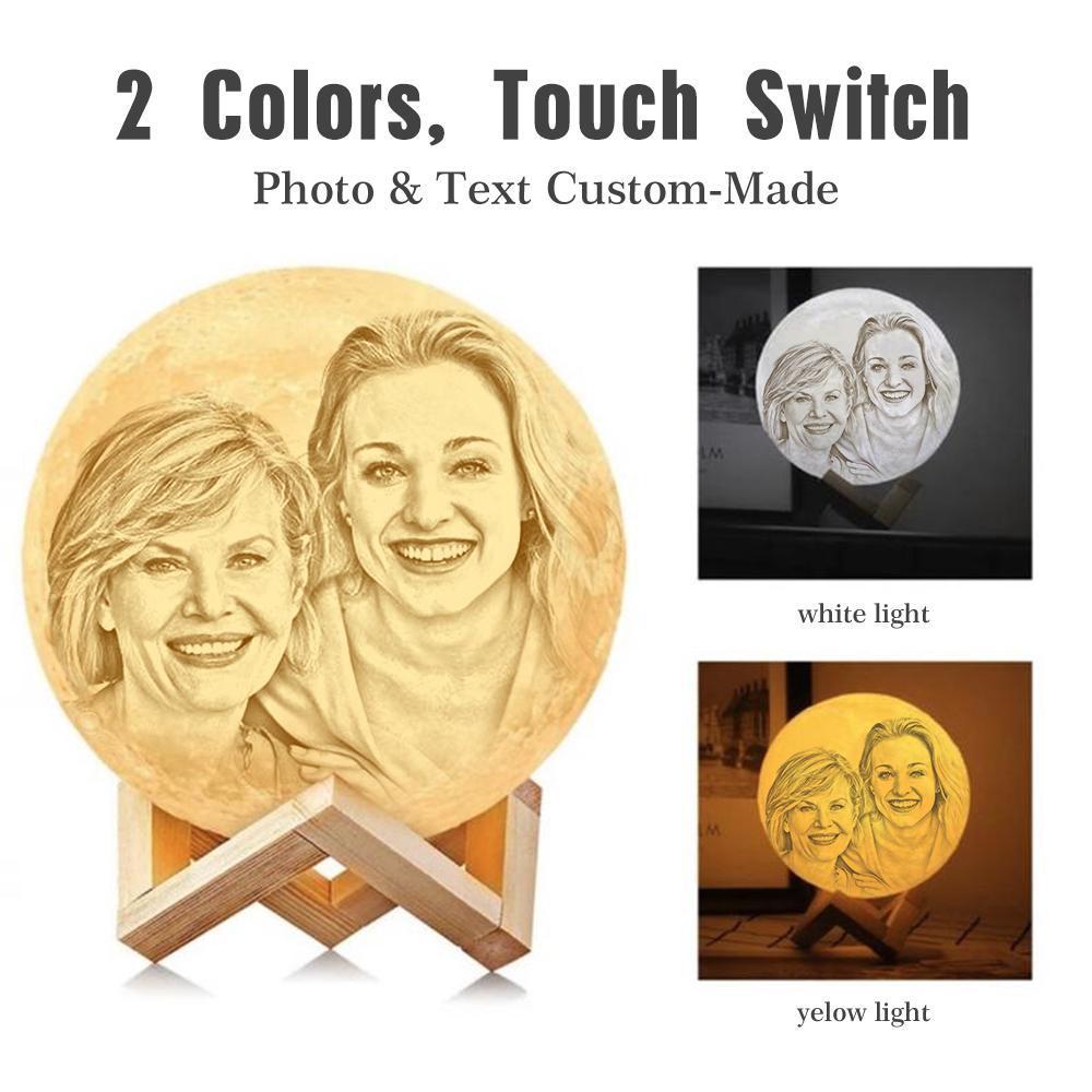 Custom 3D Printing Photo Moon Lamp With Your Text - Touch Two Colors(10cm-15cm) - FaceBoxerUK