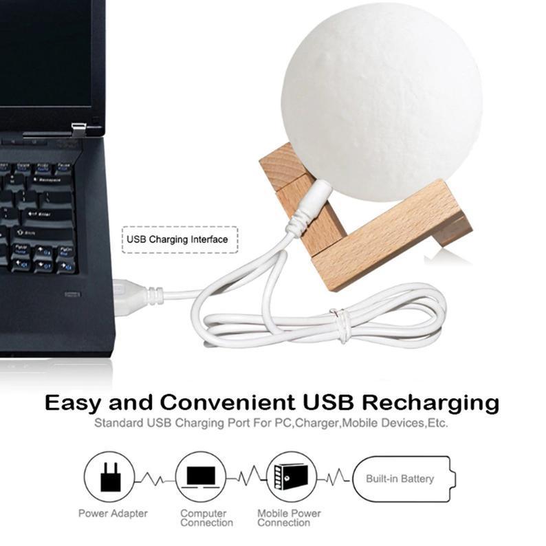 Custom 3D Printing Photo Moon Lamp With Your Text - Touch Two Colors(10cm-15cm) - FaceBoxerUK