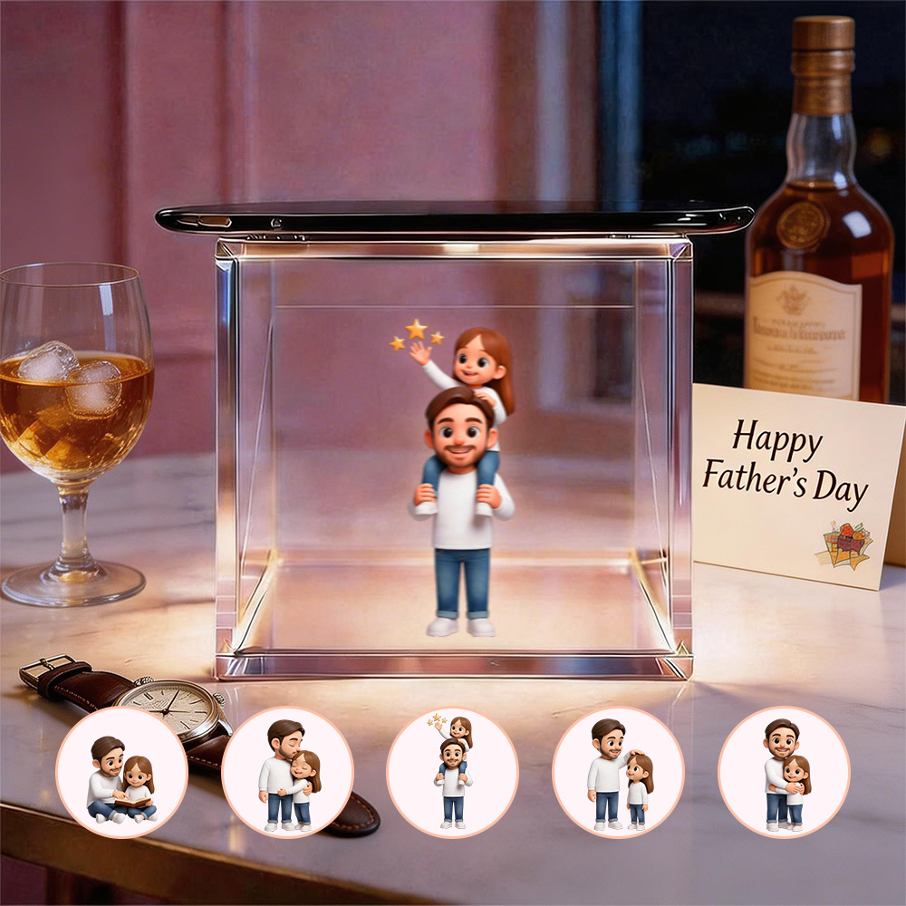 3D Cartoon Double-Person  Lumina Boxes Hologram Video | High-Transmittance Holographic Material Image Mother's Day Gift - FaceBoxerUK