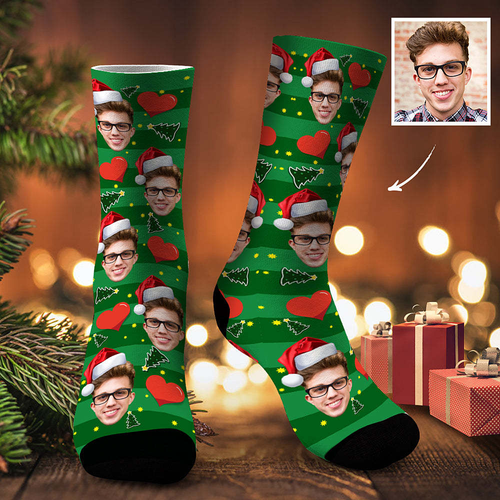 Christmas Custom Heart Socks - MyPhotoBoxerUk