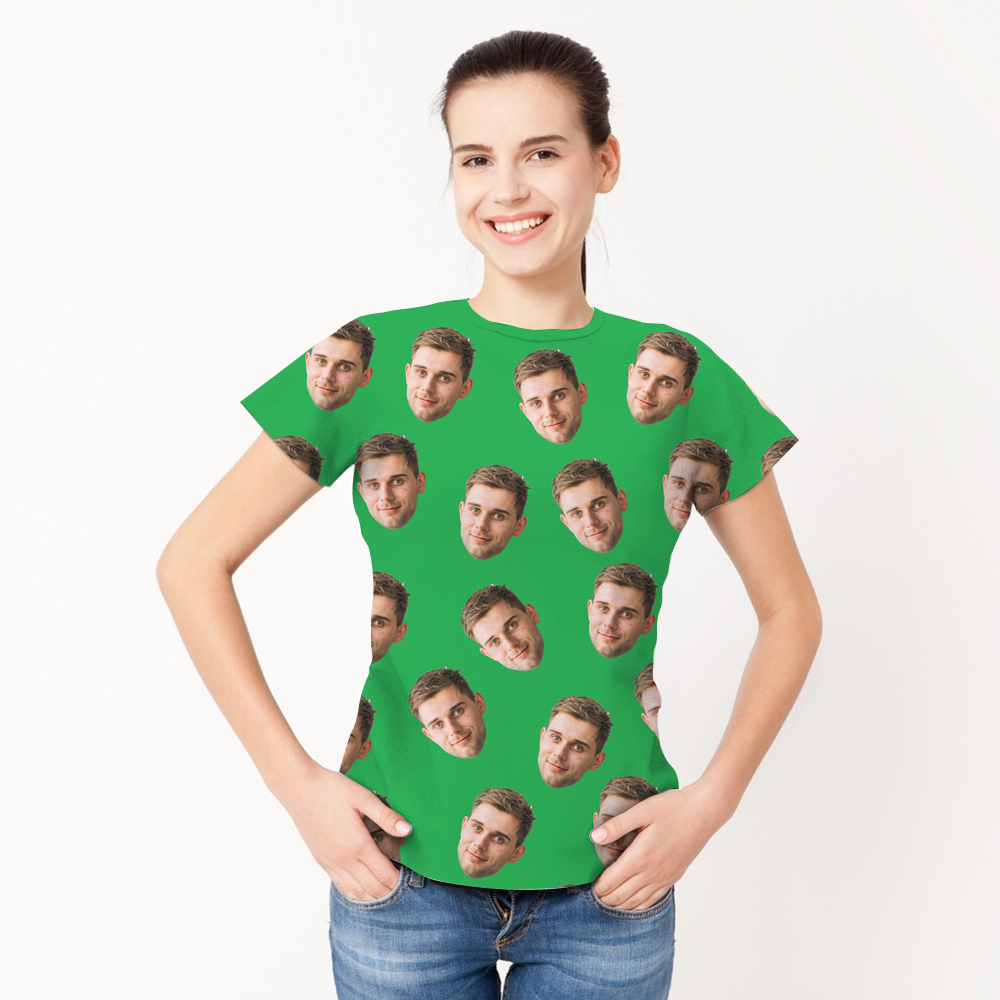 Valentine's Day Custom My Face All Over Print Tee Personalized Face Shirt Men's T-shirt - MyPhotoBoxerUk