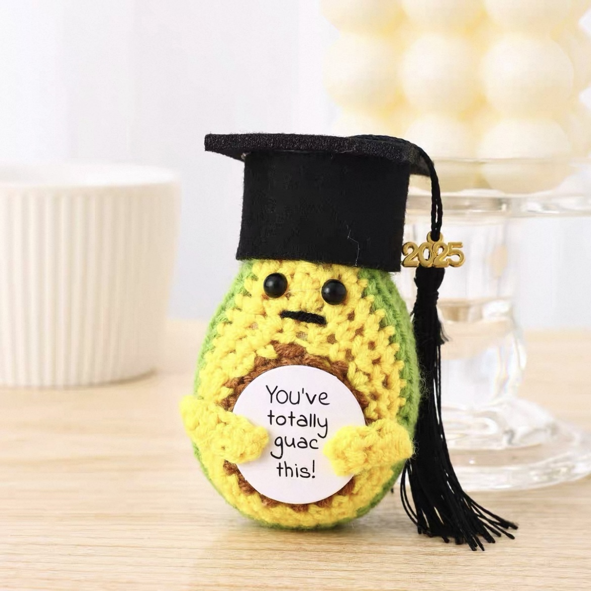 2025 Graduation Gift Doctoral Hat Handmade Crochet Positive Energy Doll Suitable for Friends, Classmates and Teachers
