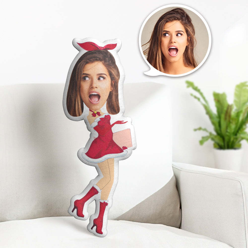 Christmas Gift Custom Minime Throw Pillow Personalized Christmas Girl with Bow Minime Throw Pillow - Get Photo Blanket
