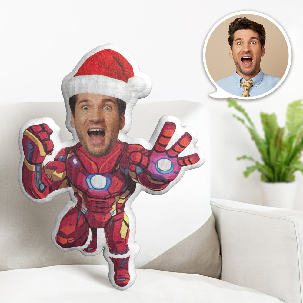 Christmas Gift Personalized Face Pillow Christmas Iron Man MiniMe Doll - Get Photo Blanket