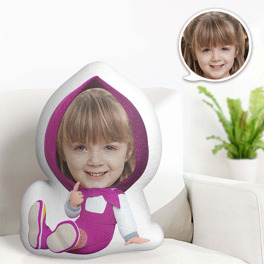 Custom Face Pillow Minime Sitting Masha Doll Personalized Photo Gifts for Kids - MyPhotoBoxerUk