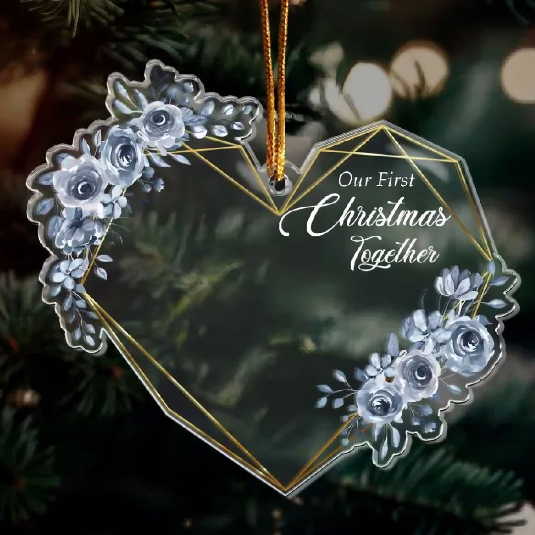 Personalized Acrylic Photo Ornament, Our First Christmas Together, Best Christmas Gift for Lover, Husband, Wife, Family