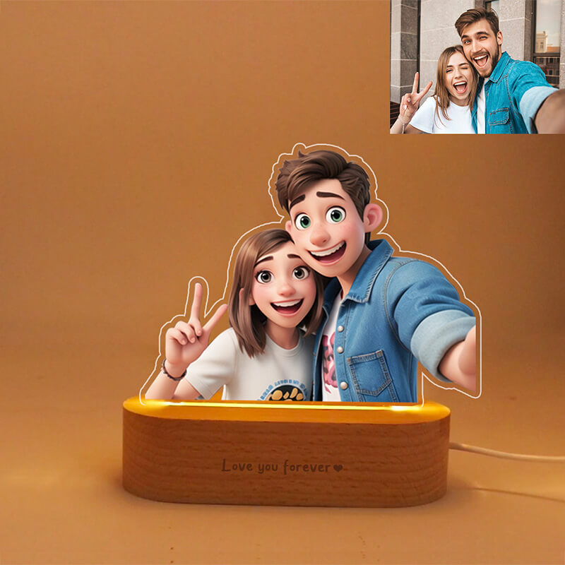 Personalized Cartoon Style Photo Acrylic Light Sign - MyPhotoBoxerUk
