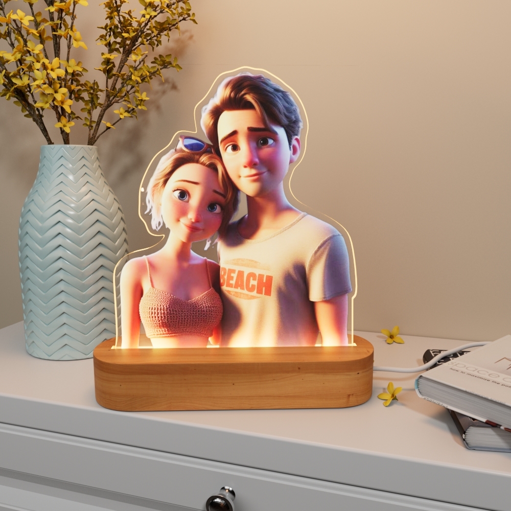 Personalized Cartoon Style Photo Acrylic Light Sign - MyPhotoBoxerUk