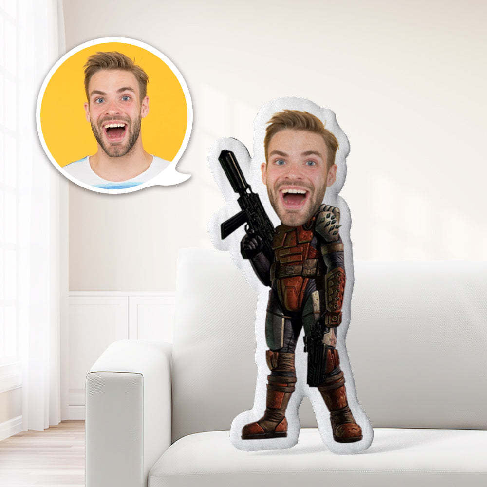 Star Wars Gifts Minime Throw Pillow Custom Face Pillow Personalized Mandalorian Minime Pillow Gifts - Get Photo Blanket