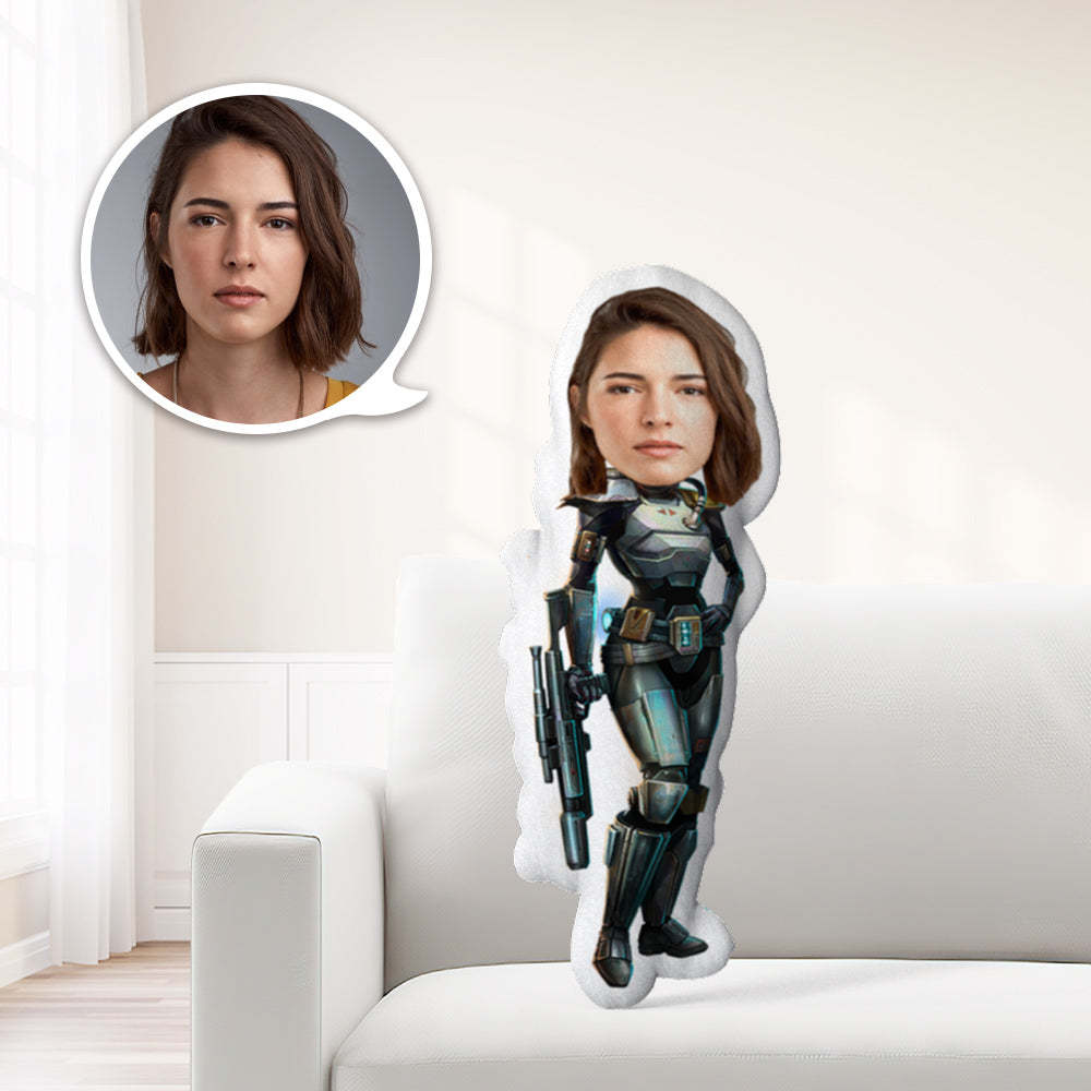 Personalized Face Minime Throw Pillow Custom Star Wars Bounty Hunter Minime Throw Pillow - Get Photo Blanket