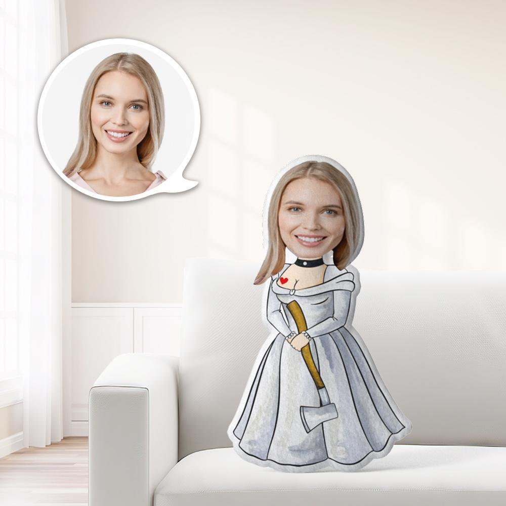 Photo Pillow Face Pillow Personalized Pillow Custom Pillow Minime Pillow Doll Girl with An Axe Halloween