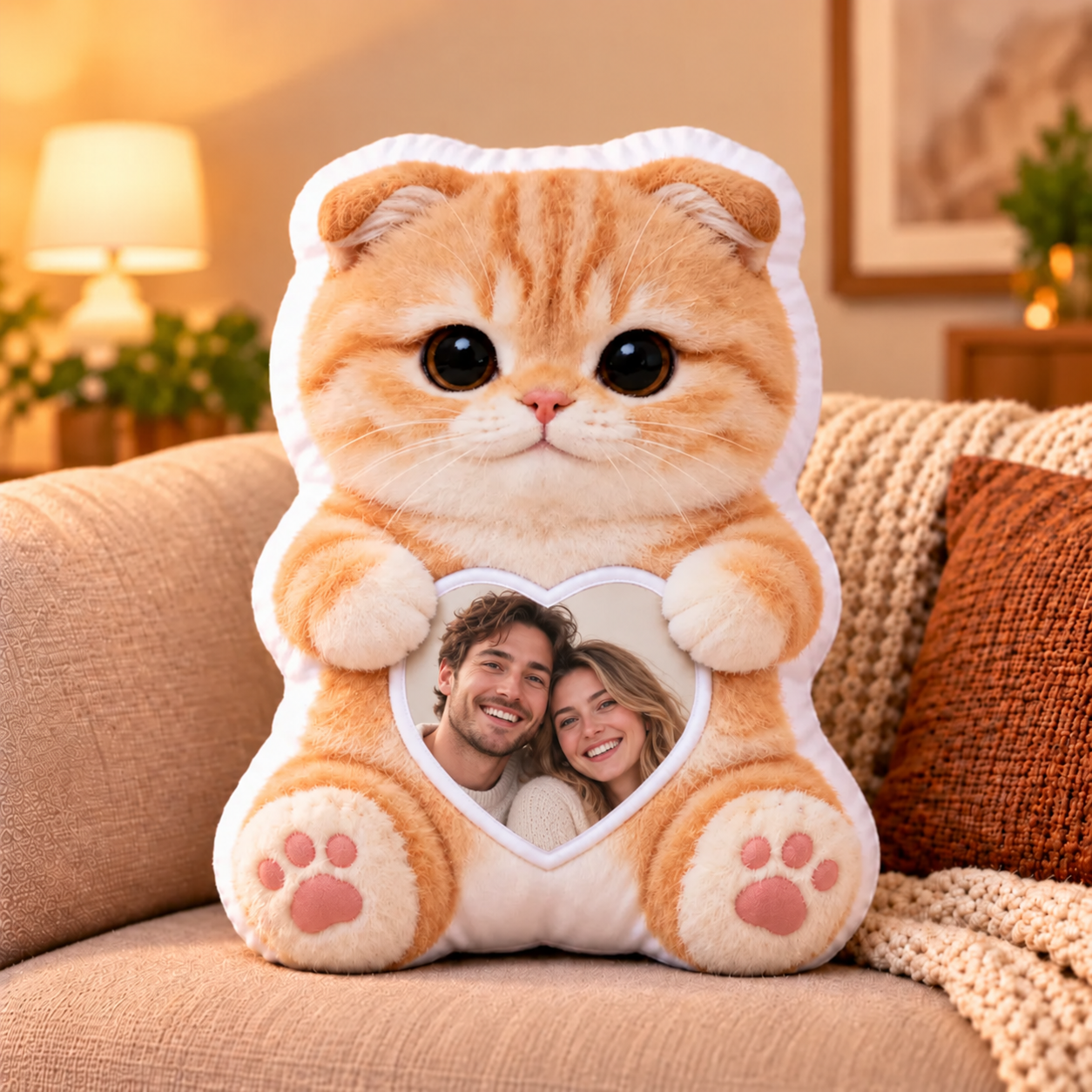 A Hug from Your Pet, Custom Pet Photo Pillow with Your Picture in the Heart, Best Gift for Pet Keeper
