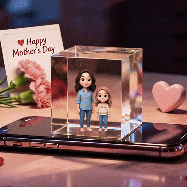 3D Cartoon Double-Person Lumina Boxes Hologram Video | Father's Day High-Transmittance Holographic Material Image Gift For DaD - MyPhotoBoxerUk