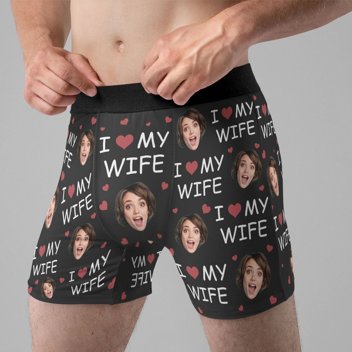 I Love My Wife - Personalized Photo Men's Boxer Briefs - Anniversary Gifts For Men, Husband, Him - MyPhotoBoxerUk