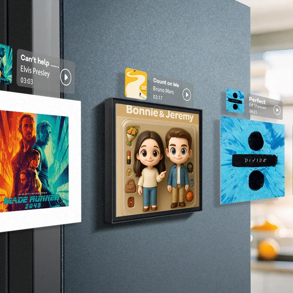 Custom Action Figure AI Photo Personalized Toy Box Art Style Music Fridge Magnets That Can Play Songs Gift for Couple