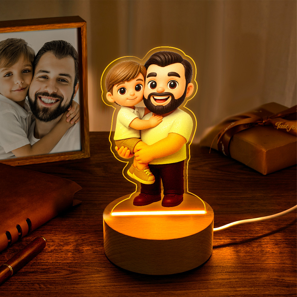Customizable cartoon character night light great gift for dad or loved ones - MyPhotoBoxerUk
