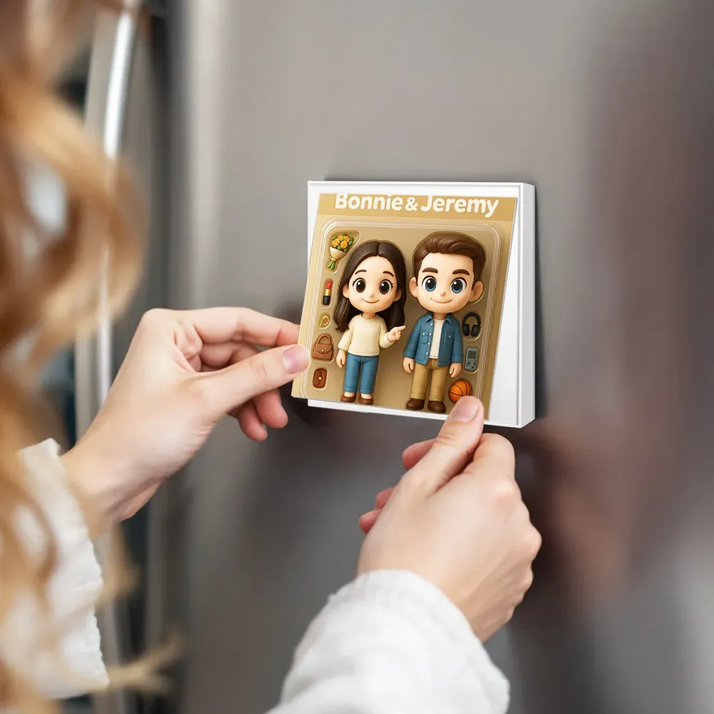 Custom Action Figure AI Photo Personalized Toy Box Art Style Music Fridge Magnets That Can Play Songs Gift for Couple