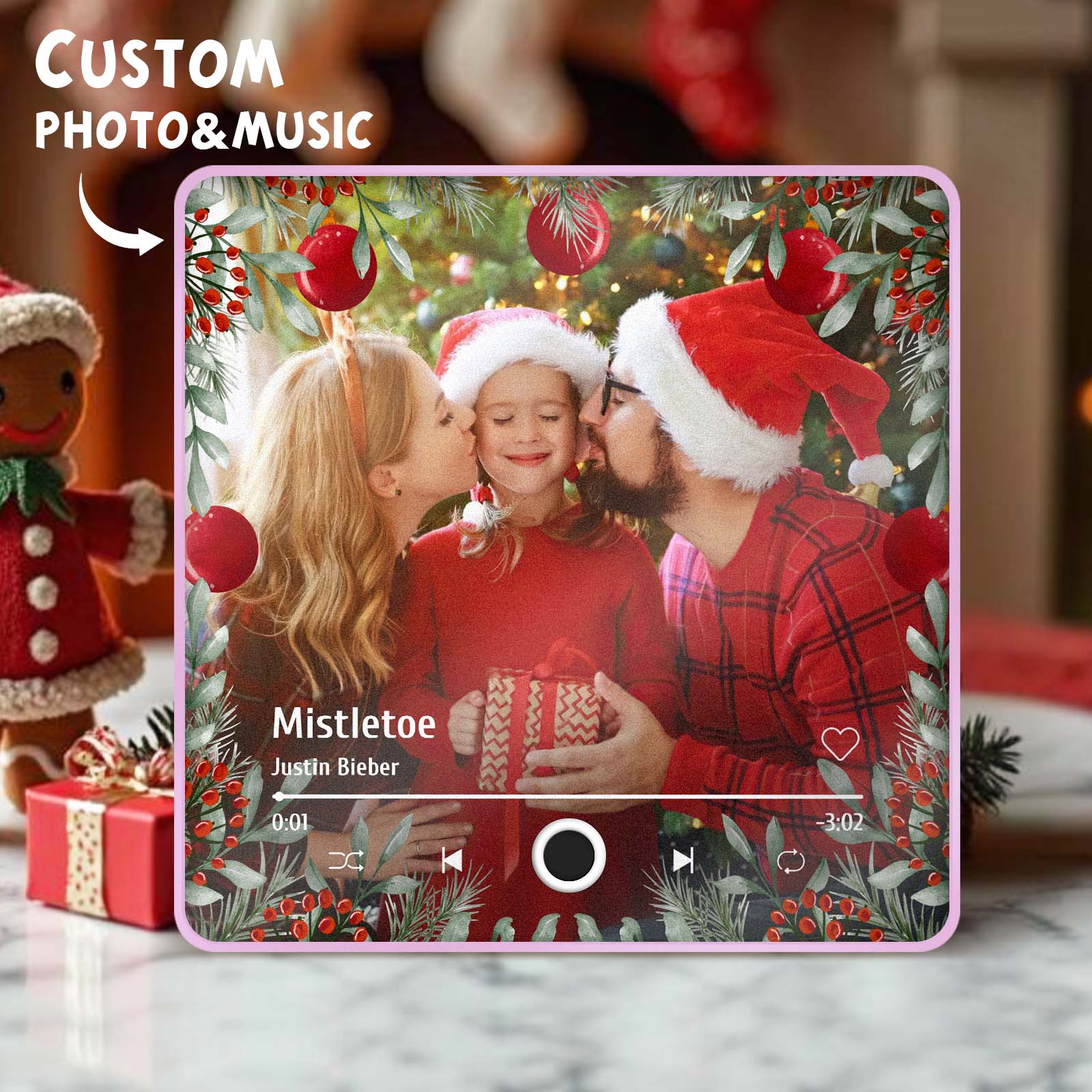 Personalized Family Photo Music Fridge Magnet Christmas Gifts for Family Custom Music Magnets Can Play Songs - MyCameraRollKeychain